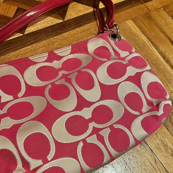 Coach Poppy Metallic Signature Satchel/ 18980 Pink Canvas - Picture 5 of 5
